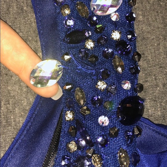 Blue one shoulder party dress - Picture 5 of 5